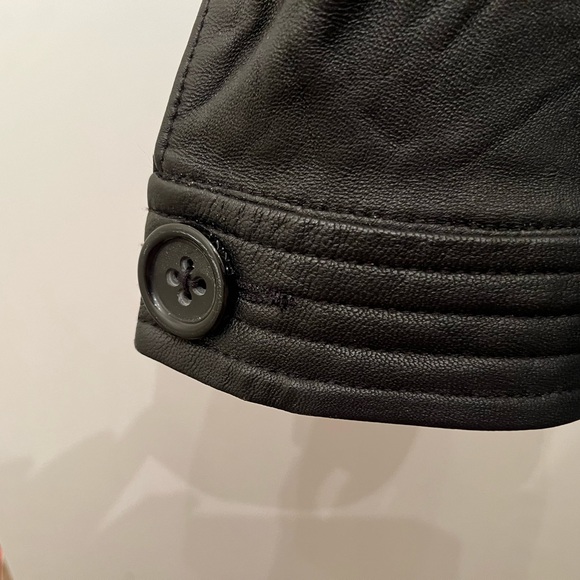 DKNY Black Leather Zip Front Hoodie jacket. Size XL. Mint condition. - Picture 5 of 10